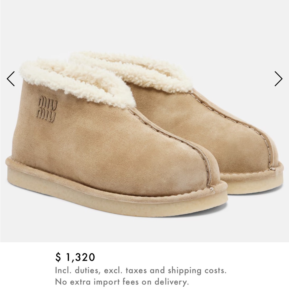 Miu Miu Tan Suede Shearling Booties